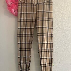 Plaid Kids Bottoms in Tan and Black